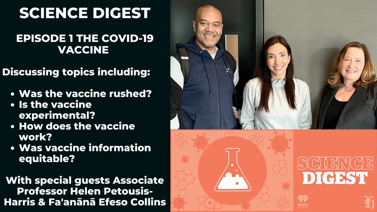 medickinson's tweet photo. Launching the pilot episode of my new science news podcast SCIENCE DIGEST with @nzherald
Episode 1: The Covid-19 vaccine with @PetousisH &amp; @efesocollins 
Let me know what topic you'd like covered next &amp; please subscribe using your favourite podcast app
https://t.co/N4SP7CeWBR https://t.co/XUiagN0LKF