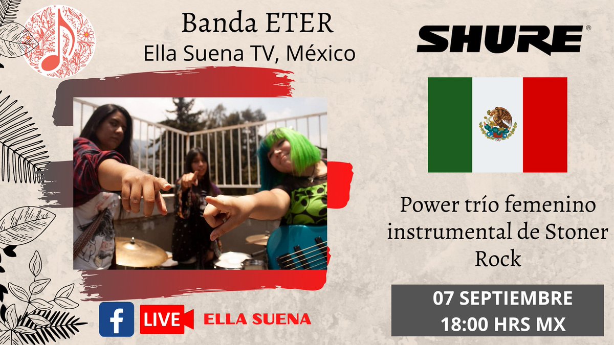 ETER nos acompañarán este martes 7 de septiembre desde México, en otra transmisión de Ella Suena TV. ¡NO SE LO PUEDEN PERDER!