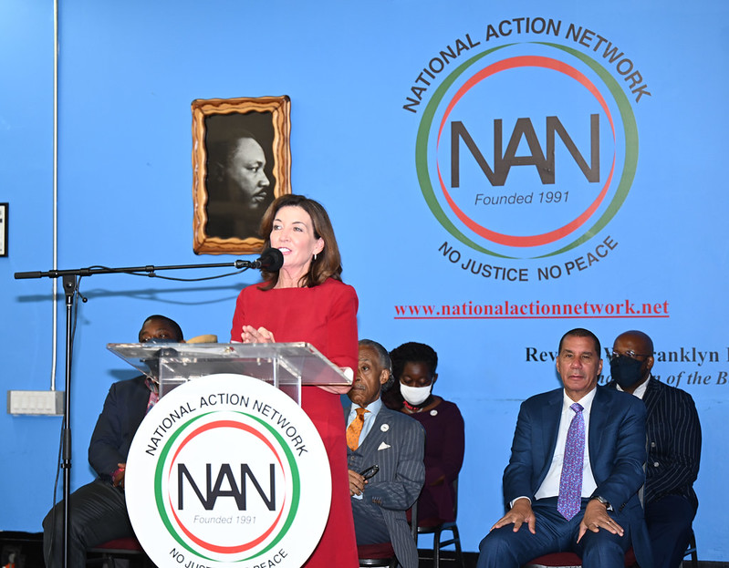 On the morning of September 4, 2021, Governor Hochul joined Rev. Al Sharpton, Senator Brian Benjamin and National Action Network at the Saturday Action Rally and Live Broadcast, National Action Network House of Justice, New York City.