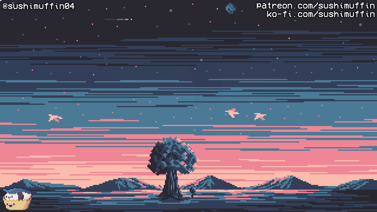 sushimuffin04's tweet photo. Small flower and big tree at sunset- #floral for #pixel_dailies 
Palette: Twilight 5 (fab for sunsets!)
#pixelart #aseprite @Pixel_Dailies #ドット絵 https://t.co/eBK8OG4qOi
