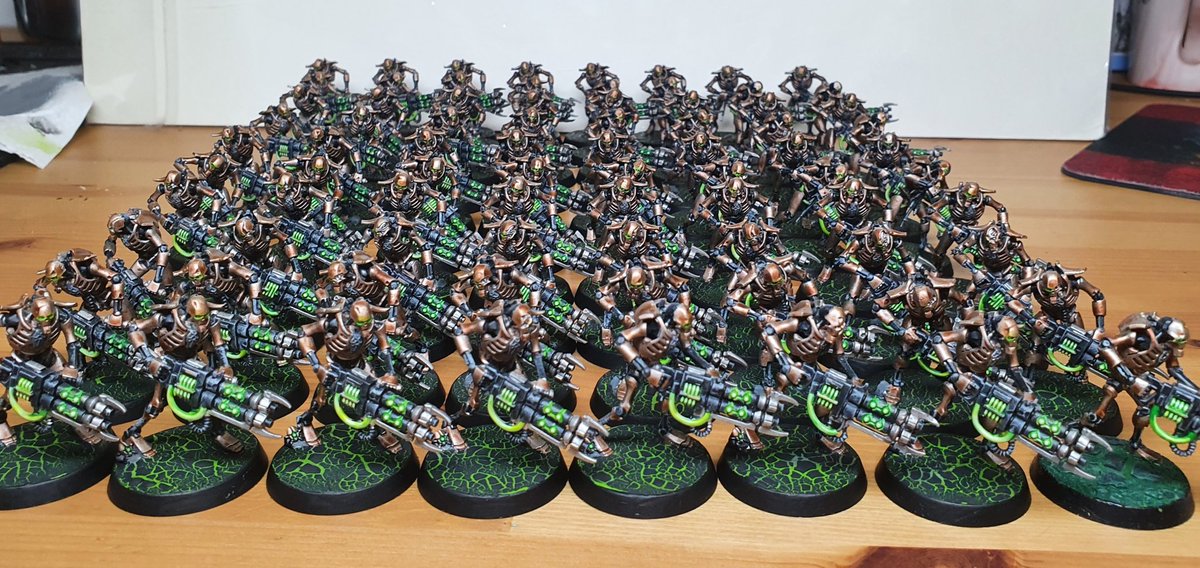 BryanXie's tweet photo. Hi @JhMiniatures, thanks for your Necron tutorial. I cheated with some drybrushing and skipping some steps, but will follow much more closely when painting my characters! https://t.co/DYVTWT6EfP