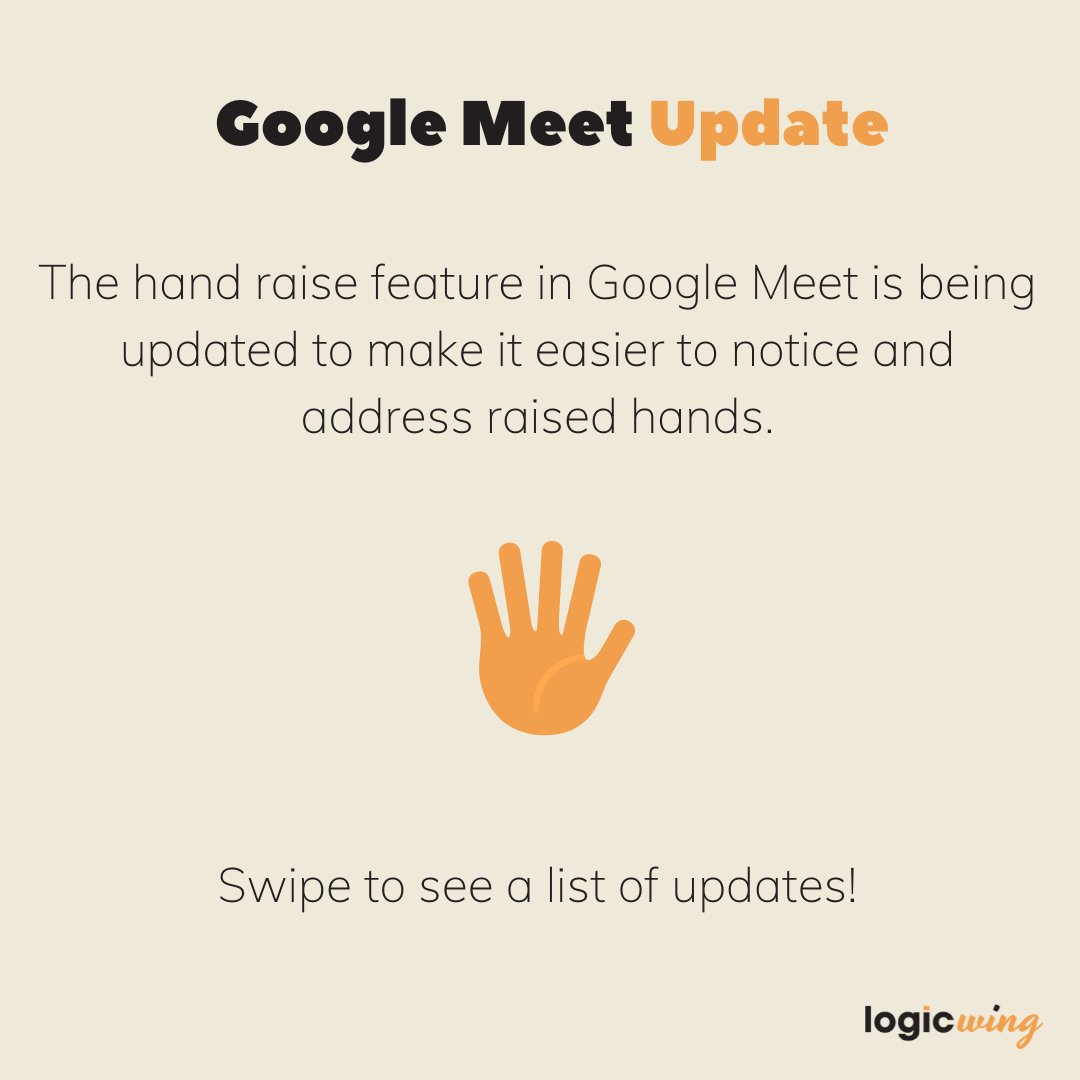 logicwing's tweet photo. 🖐Hand Raise Feature Updates making calls a whole lot easier 😎#GoogleWorkspaceUpdate #GoogleMeet #GoogleEDU #Classroom #VirtualMeeting #WFH https://t.co/uOx9c3QIsn
