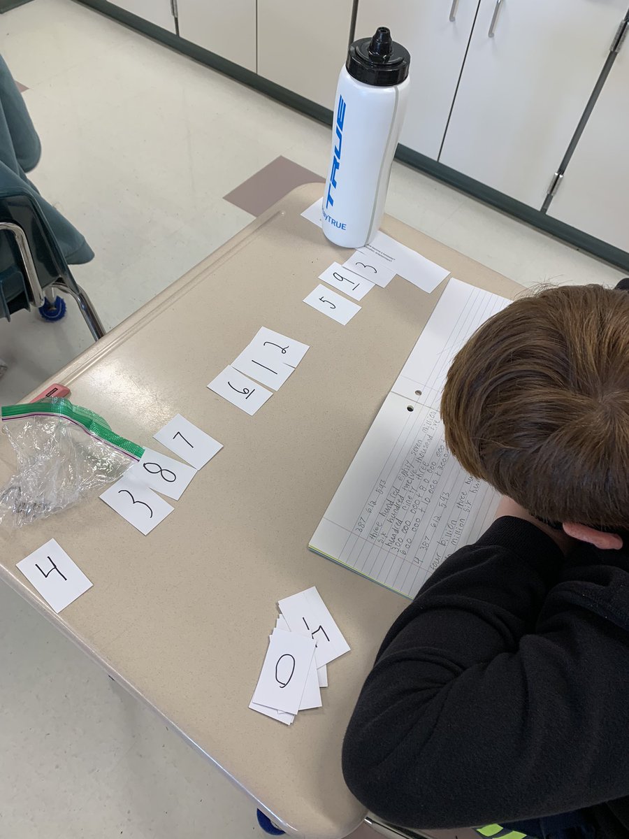 FawthropKathi's tweet photo. Grade 6/7s using digit cards to make and read numbers, and identify value of digits through expanded form. An entry point for everyone! #GLCPS #KPDSBpride https://t.co/pBc8DalExR