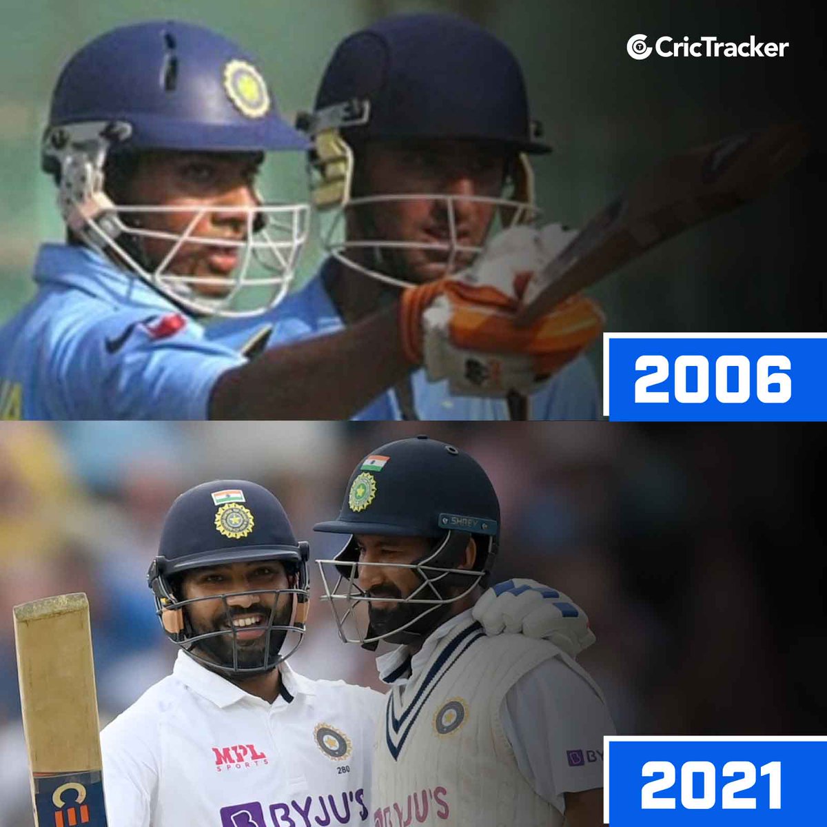 Cricketracker's tweet photo. From U19 to Test Cricket. 15 years apart, the Puji-Hitman duo 🔥

#ENGvIND #CheteshwarPujara #RohitSharma #Cricket #CricTracker https://t.co/29m3WVT4cw