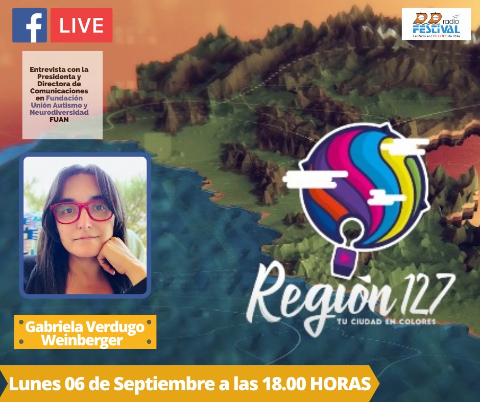 radio_festival's tweet photo. ¡IMPERDIBLE! Próximo lunes 6 de septiembre en #Región127 estaremos junto a @gabverwein Directora de @FuanFundacion organización que promociona la calidad de vida de las personas neurodivergentes y sus familias desde un enfoque de derechos. 
¡No te lo pierdas! https://t.co/g1sF9lBiyr