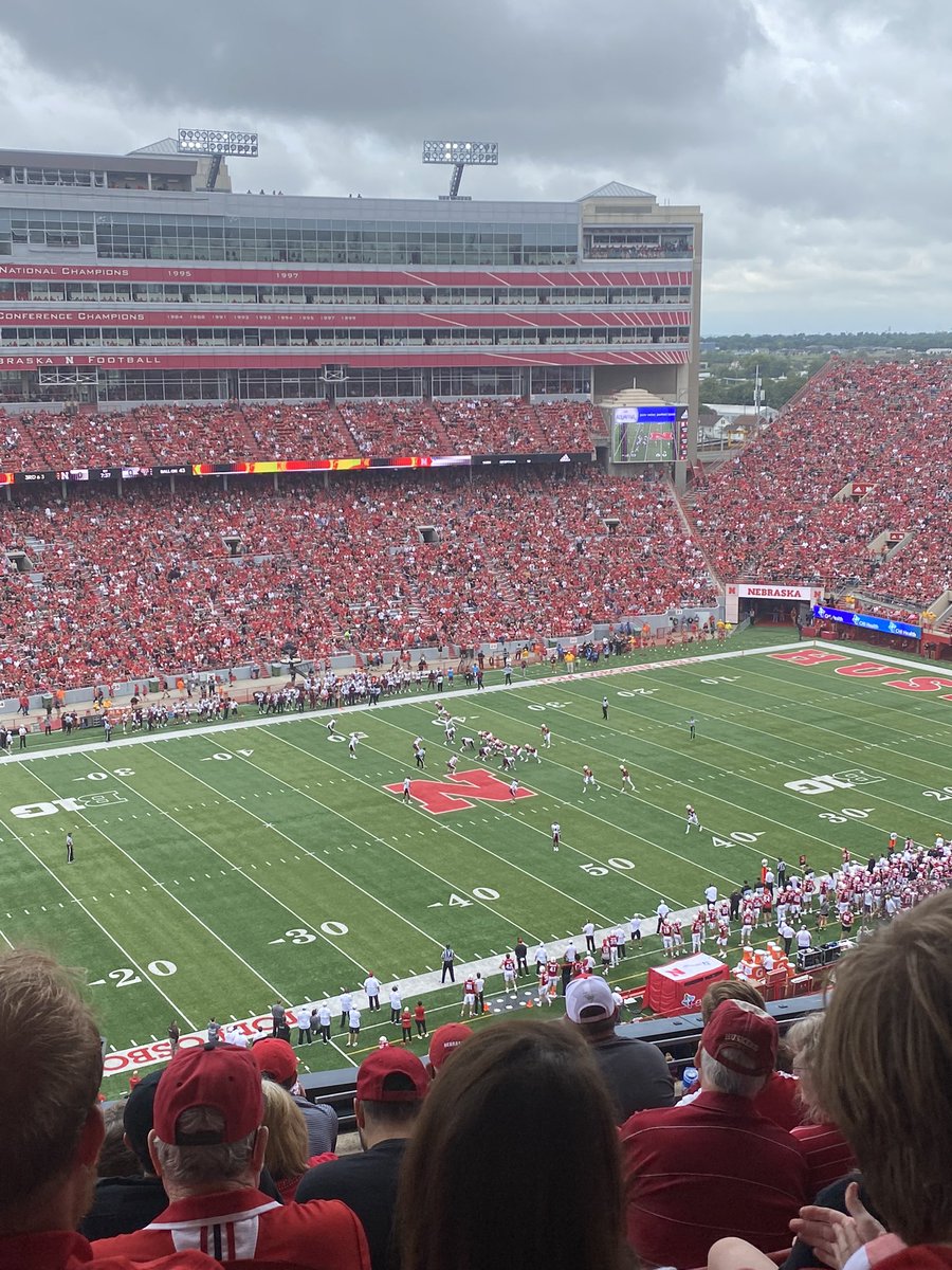 kvani's tweet photo. @huskers views from the sweet seats … it’s the short ones first game! https://t.co/ChRPuKaTRm