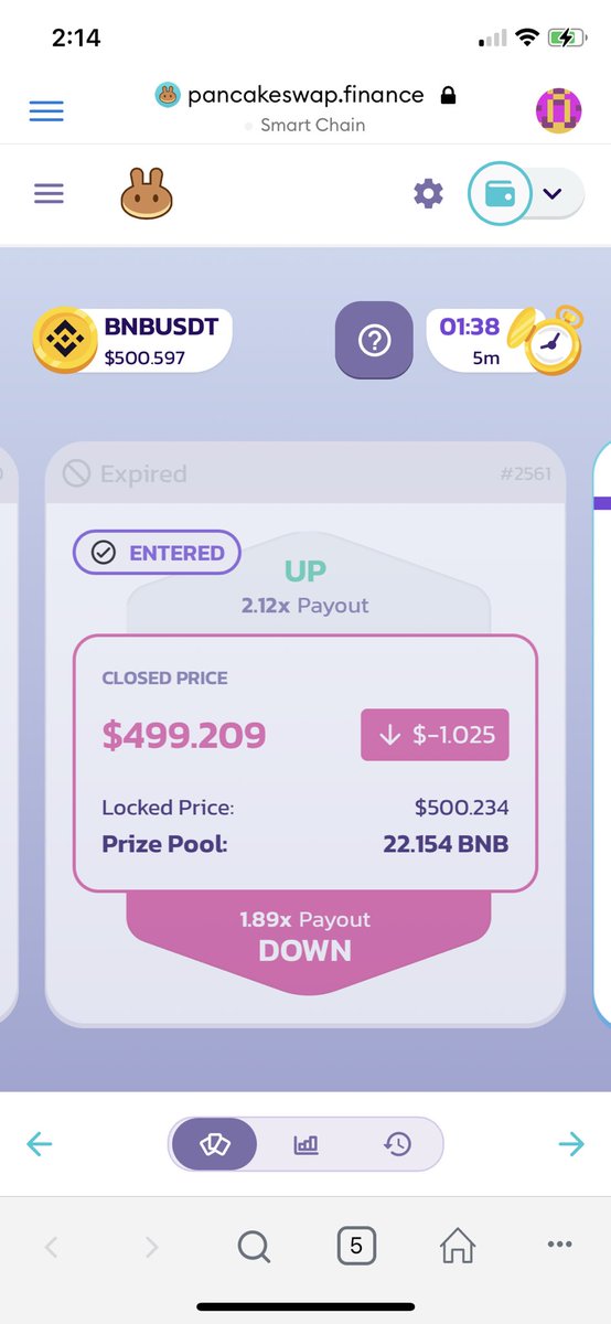 Perservere333's tweet image. - screen shot shows price closed on 499.209 is incorrect.

- Look at the chart and tell me the 5 minute timeframe both on oracle and Binance price action has closed well above 499.209

@PancakeSwap #Predictionbug #systembug #unfair