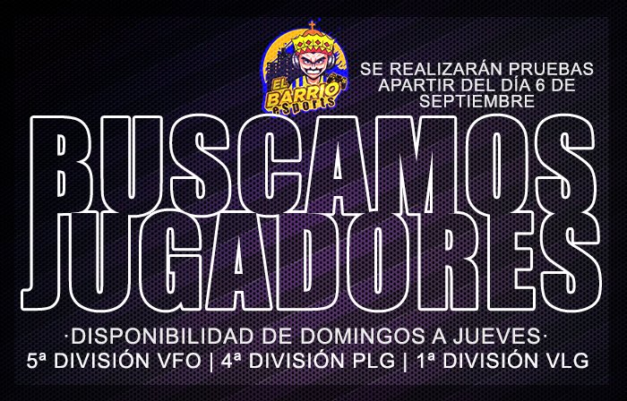 ELBARRIO | FC25 (@elbarrioesports) on Twitter photo Se busca para mañana domingo.
📣 Buscaremos jugadores en las siguientes posiciones:
🧤 GK
🔒 DFC
🧹 MCD
🧠 MC
ℹ️ MD 📥
📈 Formación (3 5 2)
<a href="/AyudaClubes_Pro/">AyudasClubesPro</a> <a href="/FichajesAyudas/">Ayudas Fichajes</a> <a href="/AyudasCPro/">Ayudas Clubes Pro</a> <a href="/ayudanteclubes/">Mallorcatcg</a> <a href="/AyudanteSports/">AyudanteSports</a> <a href="/_chocolate3000/">AYUDAS FIFA CHOCO3K🐦</a> @AYUDAACTIVA1 <a href="/AyudasVfo/">AyudasVFO</a> <a href="/FichajesAyudas/">Ayudas Fichajes</a> Se busca para mañana domingo.
📣 Buscaremos jugadores en las siguientes posiciones:
🧤 GK
🔒 DFC
🧹 MCD
🧠 MC
ℹ️ MD 📥
📈 Formación (3 5 2)
<a href="/AyudaClubes_Pro/">AyudasClubesPro</a> <a href="/FichajesAyudas/">Ayudas Fichajes</a> <a href="/AyudasCPro/">Ayudas Clubes Pro</a> <a href="/ayudanteclubes/">Mallorcatcg</a> <a href="/AyudanteSports/">AyudanteSports</a> <a href="/_chocolate3000/">AYUDAS FIFA CHOCO3K🐦</a> @AYUDAACTIVA1 <a href="/AyudasVfo/">AyudasVFO</a> <a href="/FichajesAyudas/">Ayudas Fichajes</a>