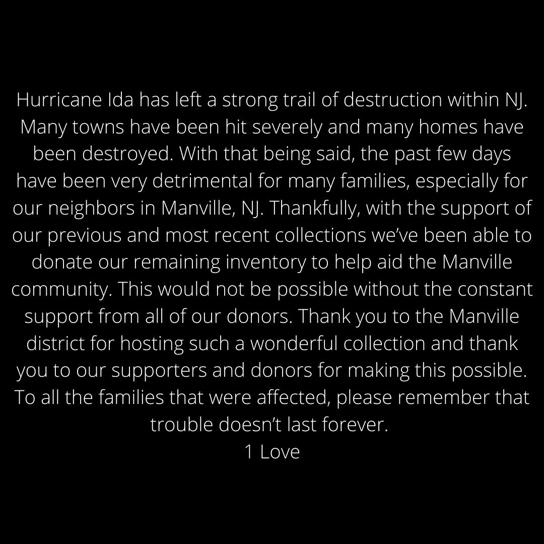 DBDfoundation1's tweet photo. Hang in there Manville Community, trouble doesn’t last forever. 1 Love ❤️ https://t.co/3KY0L3pvHz