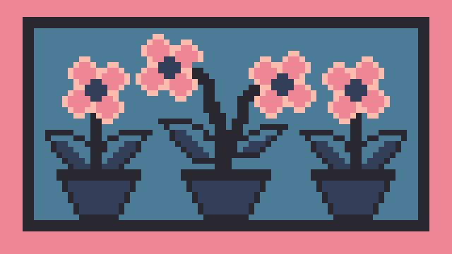 Integrated_rk's tweet photo. Coder trying #pixelart  : Day-7.
Made #floral painting with restriction: Twilight 5 palette
@Pixel_Dailies 

#pixel_dailies #aseprite https://t.co/zOM2W2GMnw
