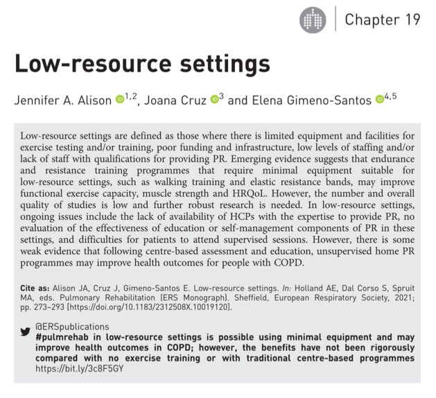 Elena Gimeno-Santos (@elegim) on Twitter photo #PulmonaryRehab in low-resource settings #ERSmonograph #COPD <a href="/ERS_Assembly9/">ERS_Assembly9</a> <a href="/ERSpublications/">ERS publications</a> Nice collaboration with
<a href="/alison_jenny/">Jenny Alison</a> <a href="/JoanaPSCruz/">Joana Cruz</a> #PulmonaryRehab in low-resource settings #ERSmonograph #COPD <a href="/ERS_Assembly9/">ERS_Assembly9</a> <a href="/ERSpublications/">ERS publications</a> Nice collaboration with
<a href="/alison_jenny/">Jenny Alison</a> <a href="/JoanaPSCruz/">Joana Cruz</a>