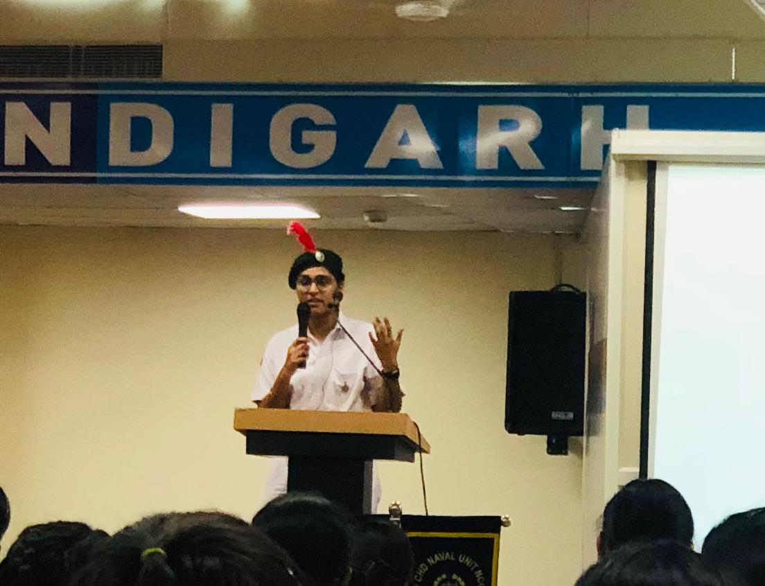 ChdUnit's tweet image. Cadet talk organized by 1 CHD NAVAL UNIT NCC as an initiative to groom personality and dicuss social issue faced by students
