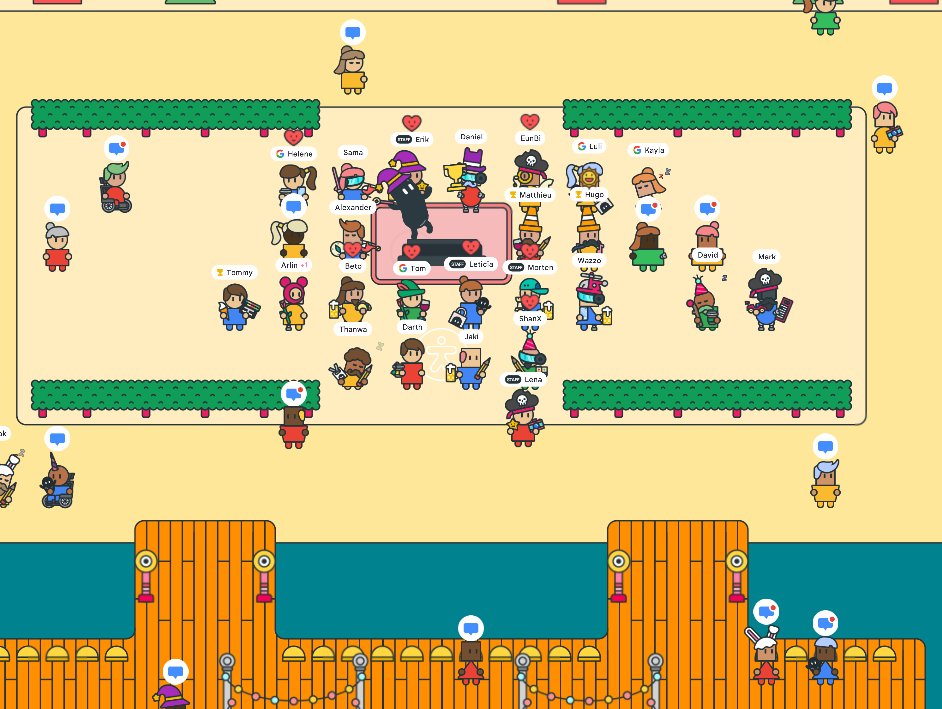 Screenshot of group photo around Blobby