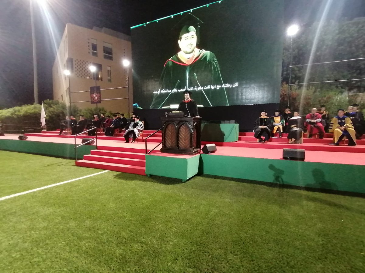 AUB_Lebanon's tweet photo. #AUB student Mounzer Tabbarah at #AUBGrad21:
"And to the Graduating class of 2021, I cannot wait to see where your next steps will lead you, and I cannot wait to see how you will change the world." https://t.co/FPFZZChATV