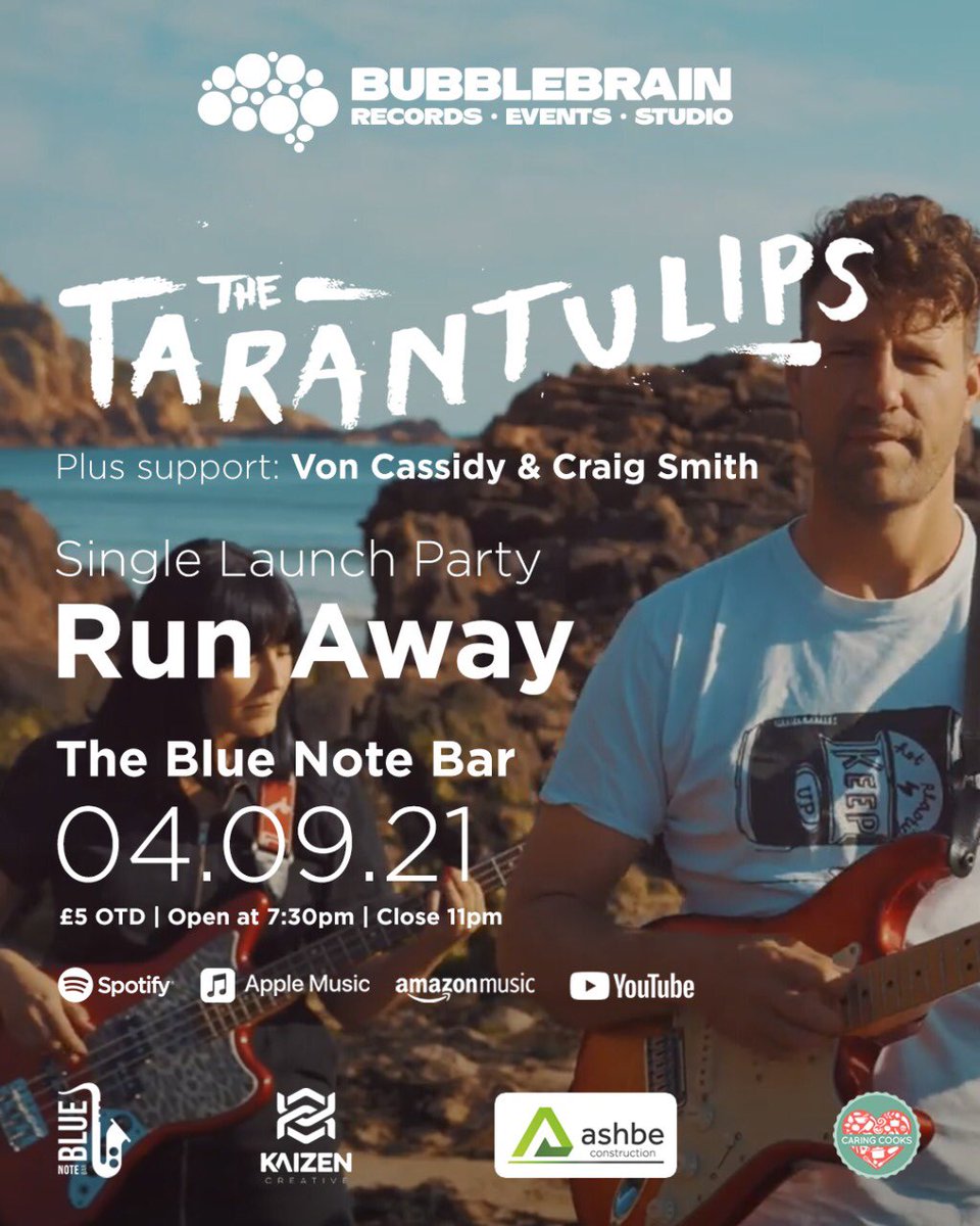 bubblebrain_jsy's tweet photo. Tonight we celebrate the brand new single release from @TheTarantulips join us at The Blue Note Bar. 

Plus @VonCassidyMusic &amp; Craig Smith in support.

#jerseyci #channeliands #bluenotejersey #bubblebrainrecords https://t.co/KVPxaNcBI5