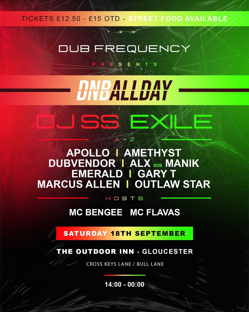 DF_Radio1's tweet photo. THE COUNTDOWN IS ON! 🔥🔊

Just two weeks until we touch down in Gloucester!.. we’ve now also added tickets for groups of 4 for £25! Grab them before they’re gone!

⬇️ TICKETS ⬇️

https://t.co/N2w076JhNK

#dnb #drumnbass #dnbevent #dnbmusic #gloucester #bristoldnb #gloucesterdnb https://t.co/Zi2BnEmOBJ