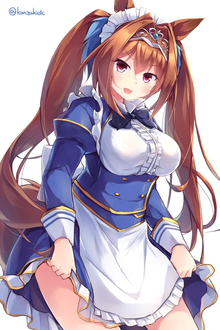 ダイワスカーレット #ウマ娘 
メイド服にしようと思ったら最終的に元衣装にエプロンフリルが増えただけになった 
