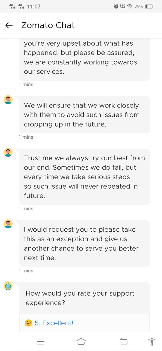AkkiBhatnagar86's tweet photo. Reported wrong items delivered for dinner and zomato giving this answer @zomato @deepigoyal https://t.co/h1rSjp2Og7
