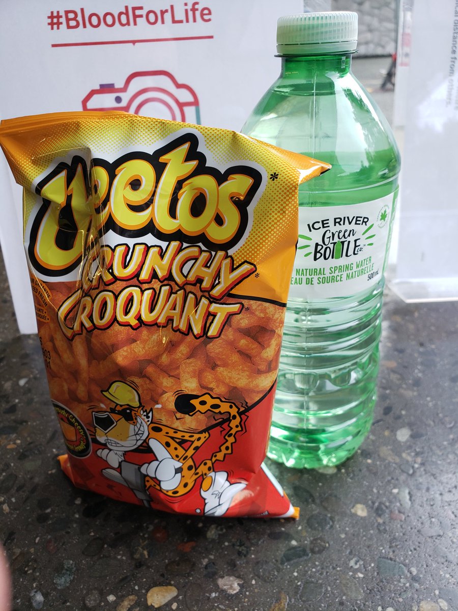 8 years last week I made my first blood donation  to @LifelineVanIsle. Today was my 40th. It's kinda cool to be an anonymous hero. And the rewards are awesome. #itsinyoutogive #Nanaimo #postdonationcheetos #helpingothers #hydrationforthewin