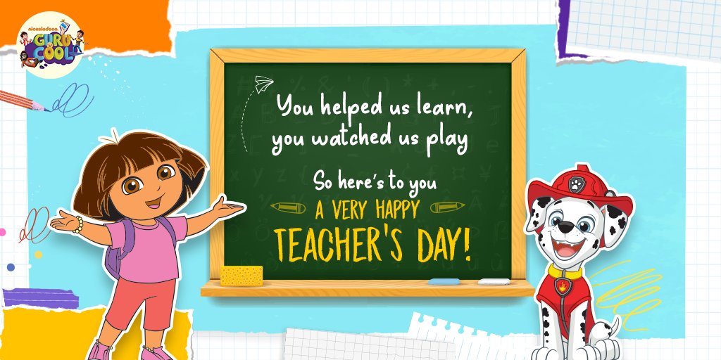 NickJrIndia's tweet photo. Our hearts are full of love for the awesome teachers out there! Happy #TeachersDay to our #OGSinceKG teachers.
#GuruCool #DoraTheExplorer #PawPatrol #ForYourJr #NickJrIndia https://t.co/0VTlI7HCXH