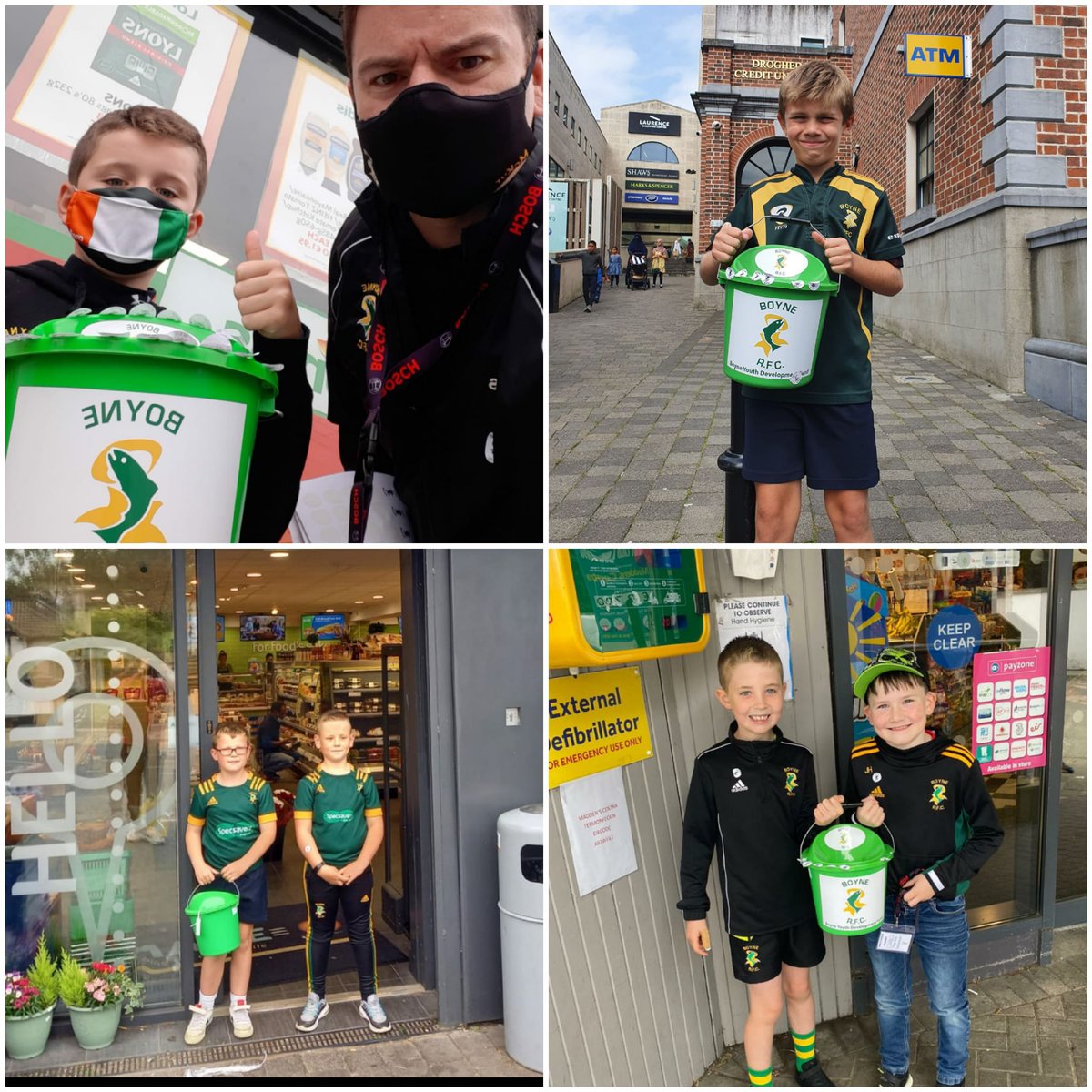 Great effort today by the minis on Boyne RFC's Flag Day with lots of little volunteers collecting funds for the club. Many thanks to everyone who volunteered and supported Boyne RFC today.
