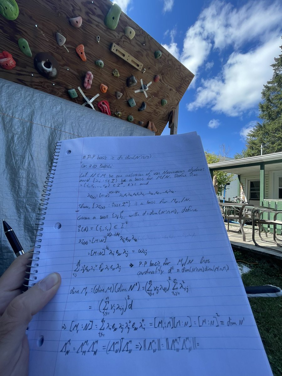 QuantumConlon's tweet image. Working on Pimsner-Popa bases under my climbing wall #operatoralgebra #quantumcomputing