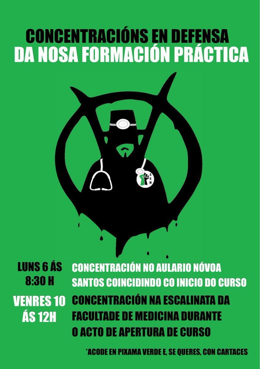AsembleaMed's tweet photo. 📢ATENCIÓN📢 Unha vez máis: na Facultade de Medicina da USC estamos en FOLGA. Unímonos de novo por unha formación digna e de calidade. Achégate as concentracións previstas e síguenos para máis novas! https://t.co/JpZXaNL0ze