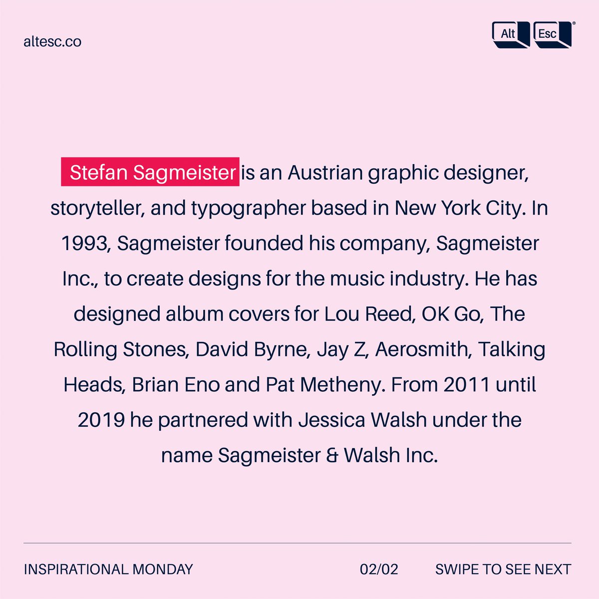 Monday creative motivational quote by Stefan Sagmeister
.
.
.
#AltEsc #CreativeCloudAgency #creative #design #agency  #monday #quotes #inspiration #motivational #webdesign #promotion #architecture #fashion #interior #designinspiration #like #follow #growth #startup #luxury #bhfyp