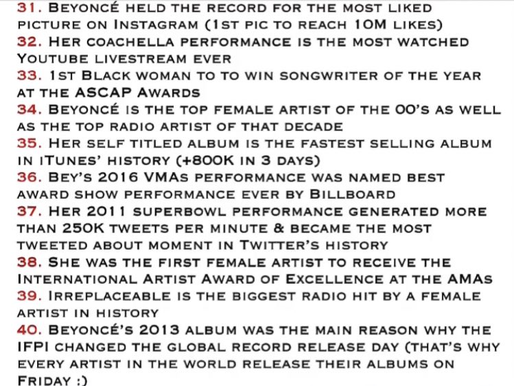 GaboMaza's tweet photo. 40 facts about Beyoncé. 👑🐝
#BeyDay #HappyBirthdayBeyonce https://t.co/JepeBNffHo