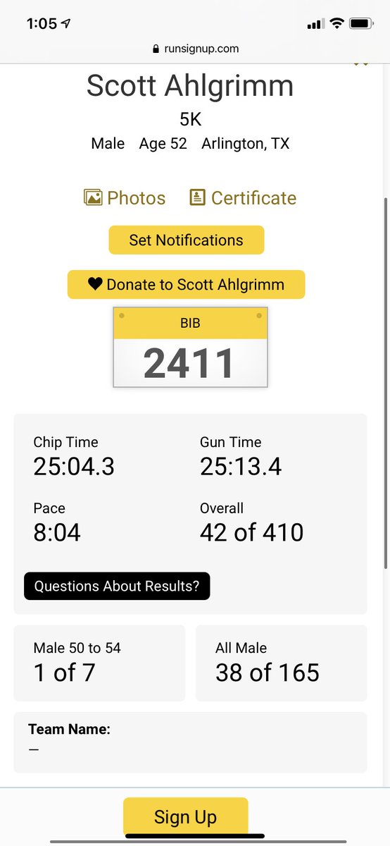 SAhlgrimm's tweet photo. Well I ran my first 5k today and did all right for a 52 year old. https://t.co/jbbYHhI389