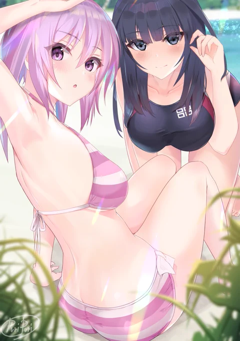 谷間や鼠蹊部が強調されていない競泳水着とビキニ
セーフかアウトか
#ぷりぷり絵 