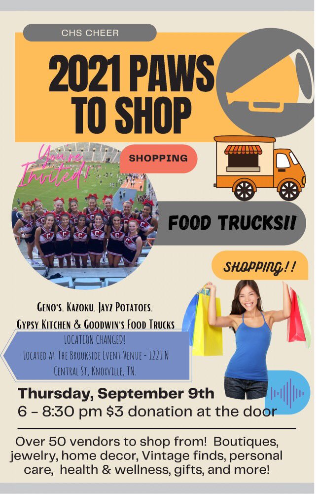 ch_athomas's tweet photo. **NEW LOCATION** Paws to Shop will now be held at The Brookside - 1221 N Central Street!! Please come join us this Thursday, September 9th!! https://t.co/0aeaaFVpu0