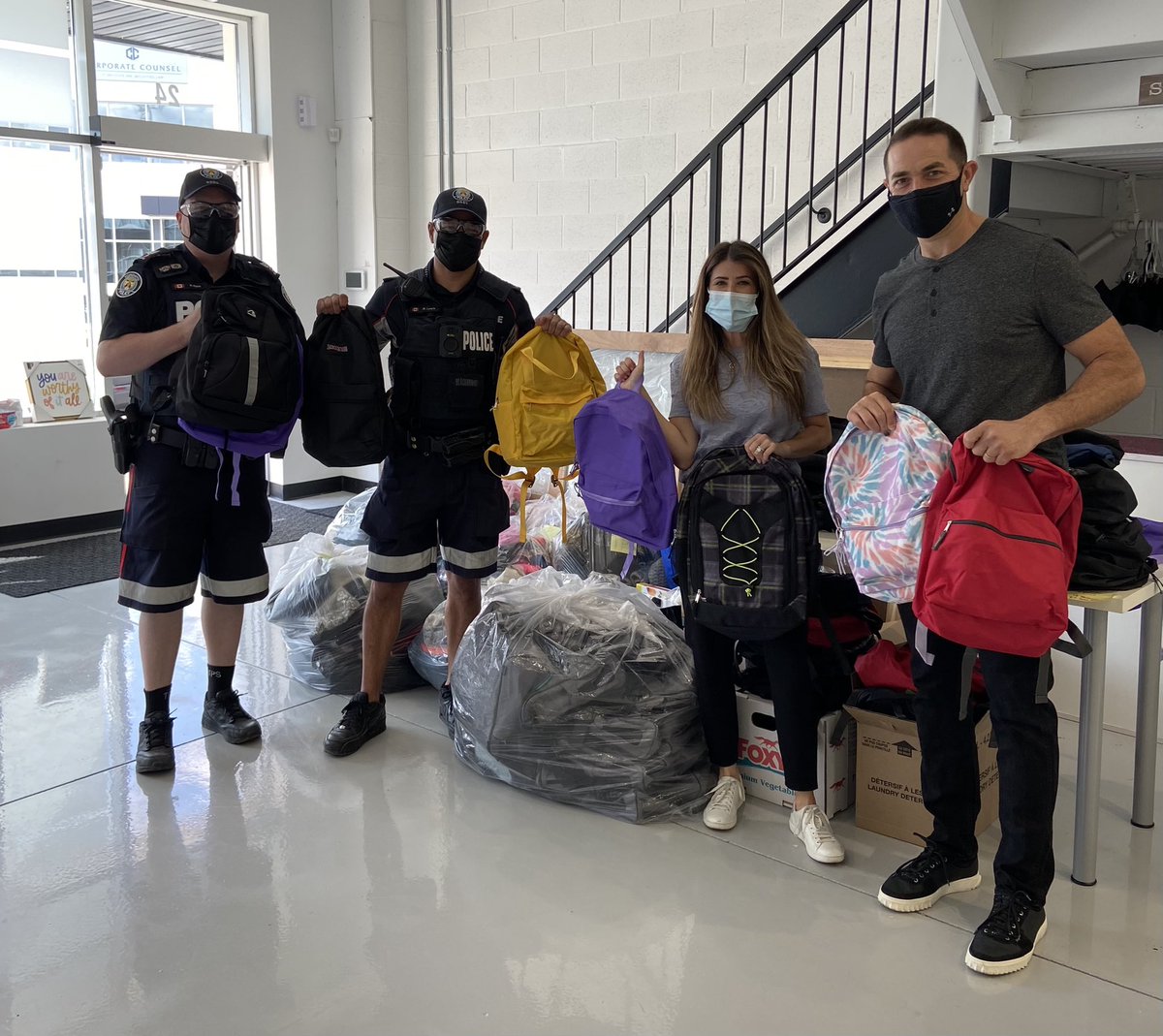 Big thanks to #The482Collective for the filled backpacks they donated for our officers to donate to kids that need them. #Caring4Community