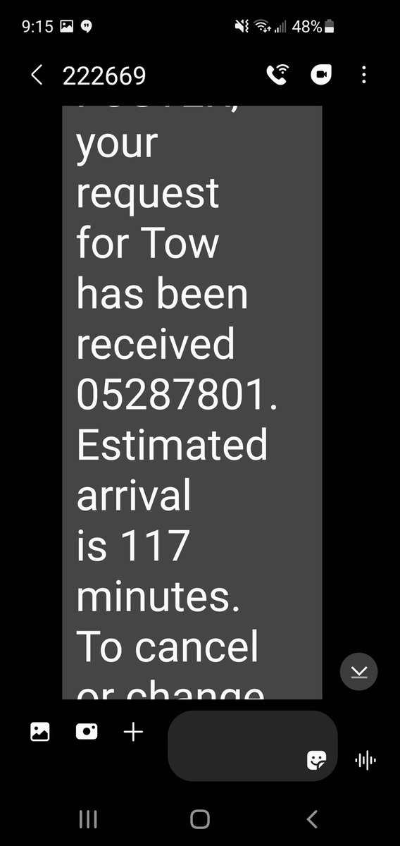 FrostCherry5's tweet photo. @DollarCars Update - All this time and still no car. 117 minute estimate in the tow truck.  I may be taking UberXL on a 2 hour road trip tomorrow https://t.co/0IJbLfYTOa