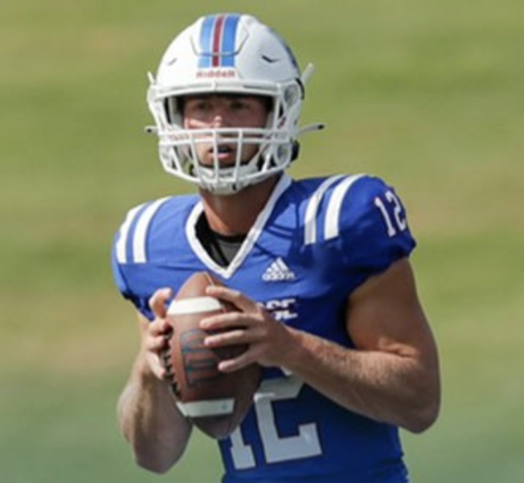 ESPNCFB's tweet photo. .@BlueHoseFtball QB Ren Hefley set an FCS record with 10 (!!!) passing TDs in a single game.

Incredible 🤯 https://t.co/xW2xC9cbaF