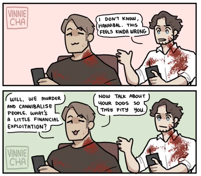apparently on top of their usual crimes, postfall hannibal and will have resorted to financial exploitation 
#hannibal #hannigram https://t.co/Mwcx7CThYG 
