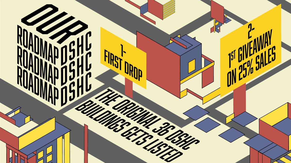 DSHCorp's tweet image. ⭕️🔵🟡
here's our&amp;lt;roadmap / isometric future vision&amp;gt;

DROP DATE: MONDAY 6th SEPTEMBER 2021 
18:00 UTC- 2:00 PM EDT - 11:00 AM PDT - 7:00 PM BST on @opensea  

⭕️🔵🟡 opensea.io/collection/dshc
check the details on the roadmap down below⬇️
#DSHC // $ETH