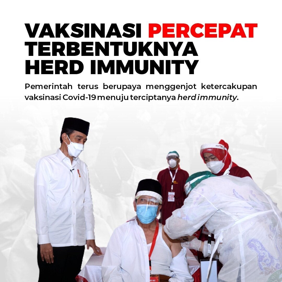 bwd122's tweet photo. #VaksinCapaiKekebalanKomunal

pemerintah fokus percepat vaksinasi guna capai target herd immunity masyarakat. https://t.co/1oHYeeGciE