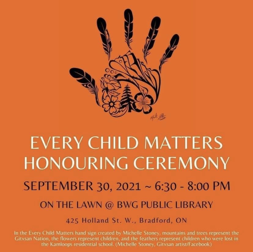 mllesilveira's tweet image. If you are in #simcoecounty and looking for a way to honour the children on September 30th. This event will be taking place at the Bradford Library. #everychildmatters
