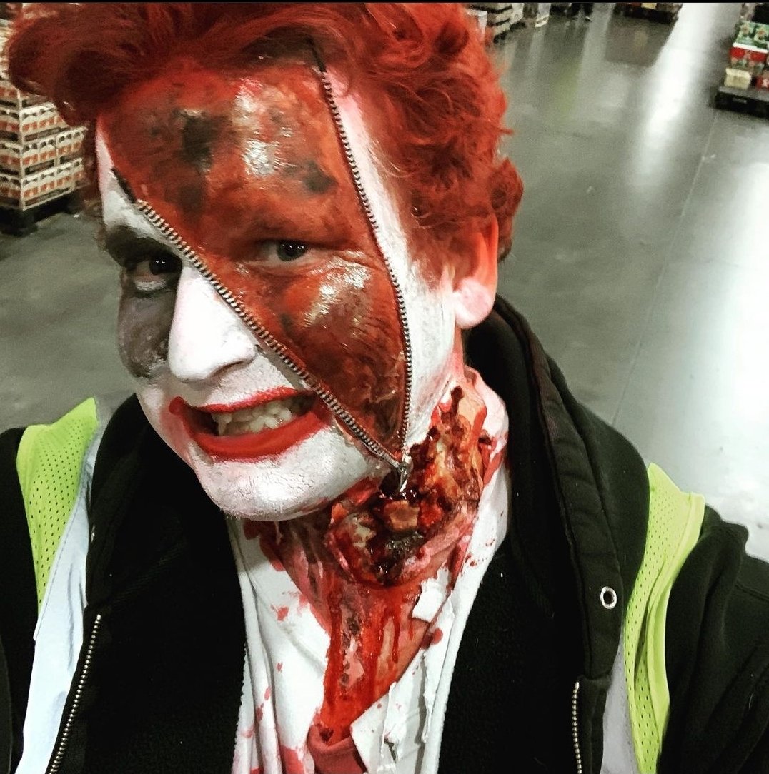 bradthemeizz's tweet photo. can't wait for #Halloween trying to be the most scariest at #work my sister did these pre covid and during the covid  over the years https://t.co/GArU6T7DC1