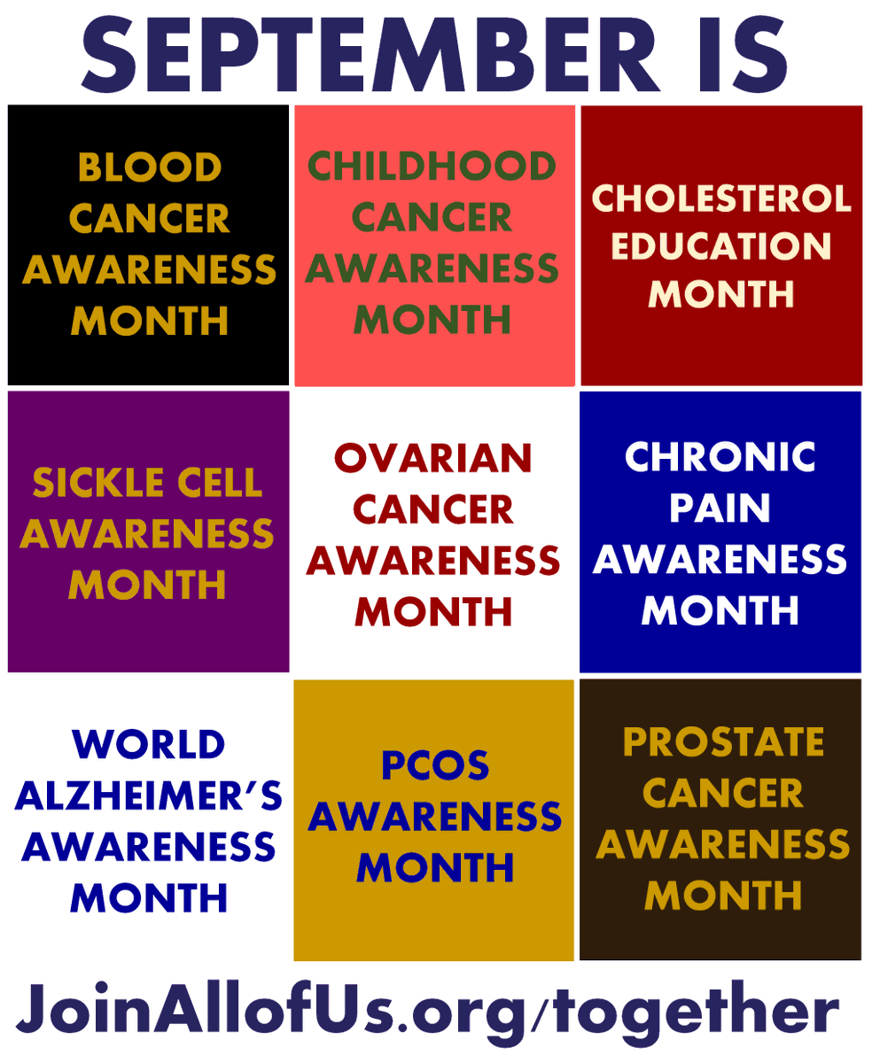 September is the awareness month for many health concerns &amp; conditions. Precision medicine will allow doctors to select treatments to help patients based on a personalized understanding of their disease. Learn more at JoinAllofUs.org/together
#joinallofus #bglc #zphib