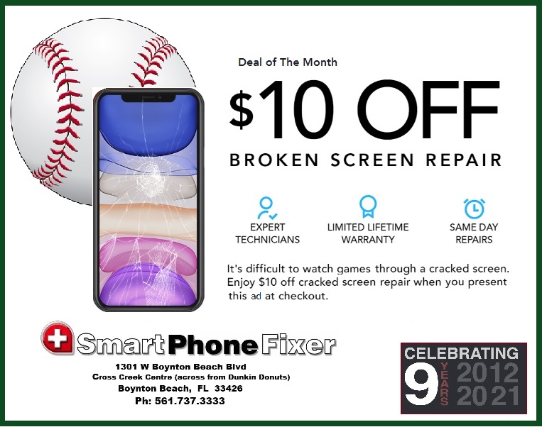 SmartPhoneFixer's tweet image. The 2021 Playoff&apos;s are coming soon! Save some green and get your Smartphone, Tablet, or Laptop fixed NOW! Stop by Smart Phone Fixer in Boynton, we&apos;ve been here for over 9 years, we&apos;ll be here for as long as you need us. Call 561-737-3333 or stop by.