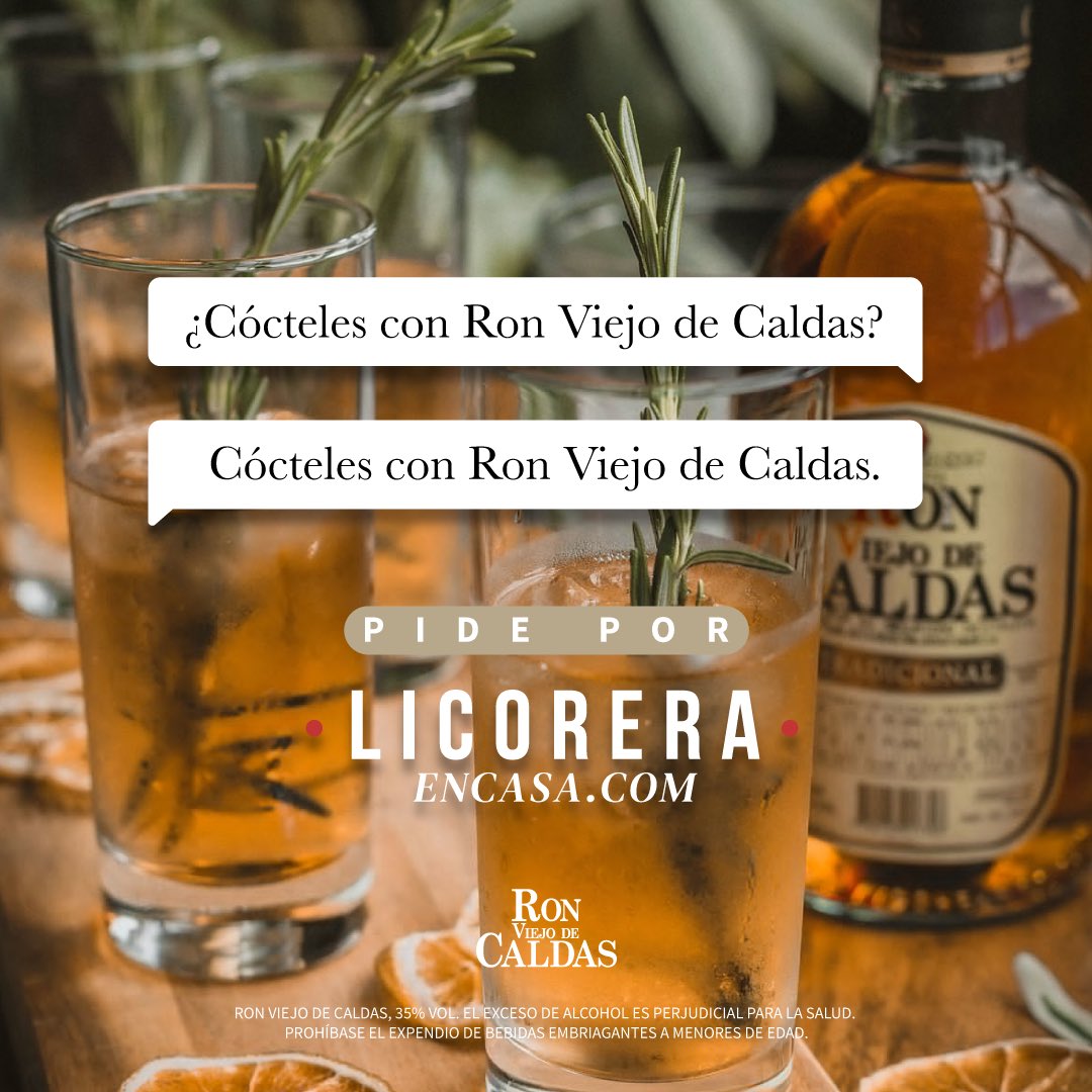Disfruta de unos deliciosos cócteles con Ron Viejo de Caldas. 
Pide por: licoreraencasa.com

*Válido inicialmente en las ciudades de Manizales, Pereira y Barranquilla*  

licoreraencasa.com