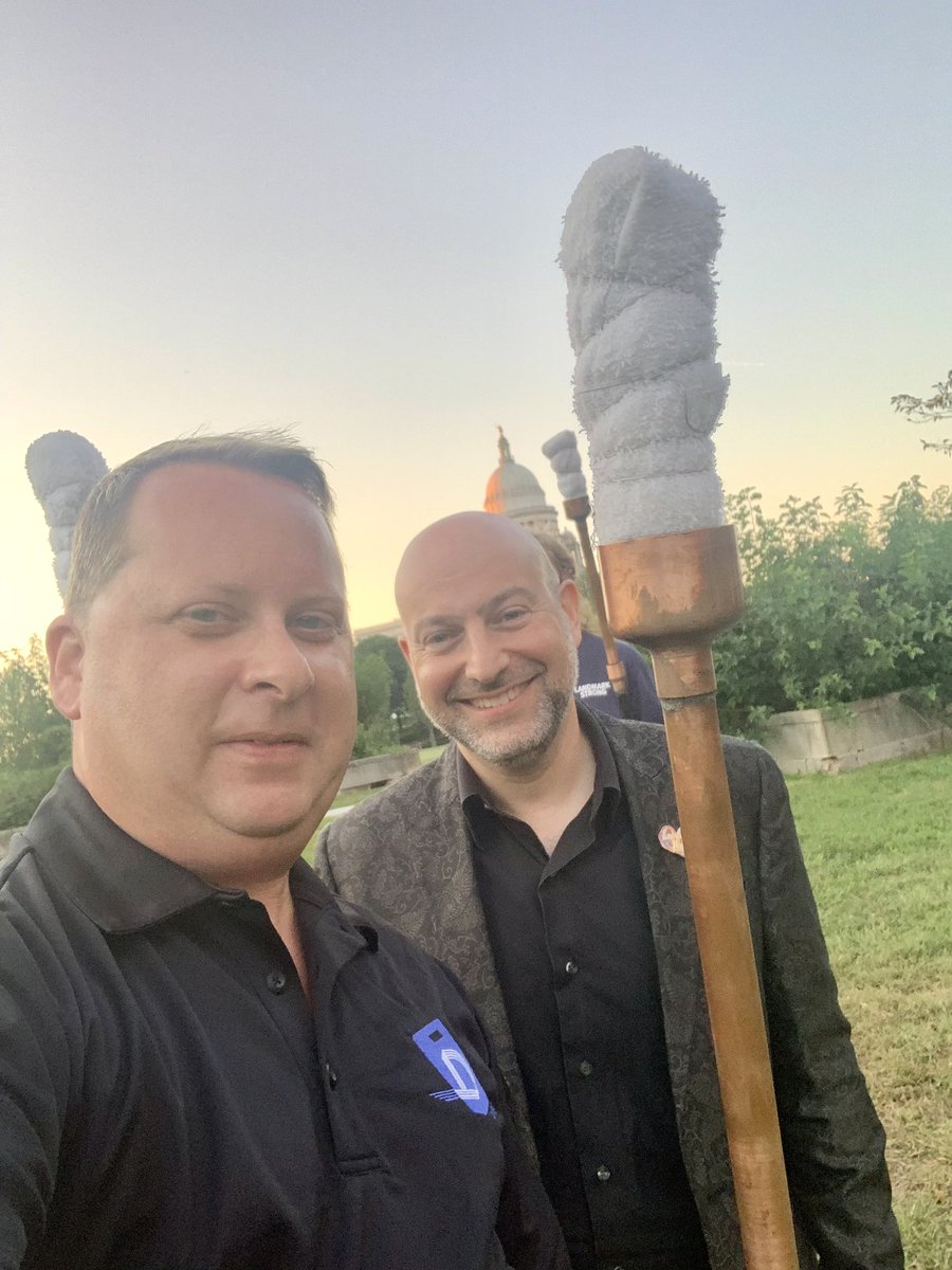 RickVSimone's tweet photo. Tonight I had the true honor to represent Covid hero’s along w my good friend @dadekian &amp; many others at the first @WaterFireProv in 22 months. So many amazing hero’s were present. Thank you @GovDanMcKee for this invitation. It was a beautiful &amp; humbling experience. https://t.co/LCyBcYhRZ9