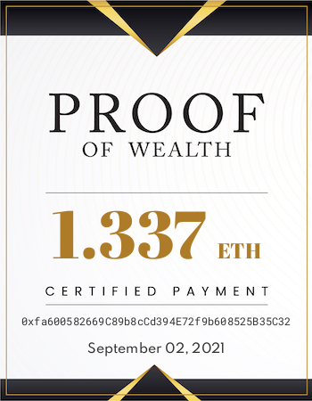 proofofwealth's tweet photo. Mint your own personal proof at https://t.co/Dl2BjokGjU https://t.co/zEE0YlMD8o