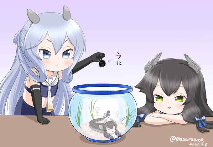 #艦隊これくしょん #艦これ #よなぎ
よなぎに餌をあげるフーミィ 