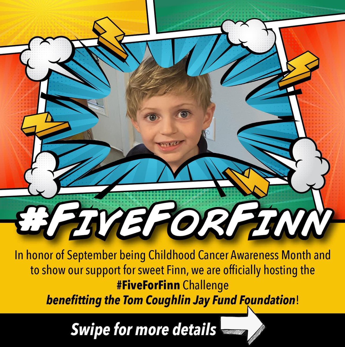 BrianGainor's tweet photo. If you’re looking to support a great cause here in September, join us in doing #FiveForFinn in honor of our incredibly courageous next door neighbor, Finn (age 5)! https://t.co/MHfLZjFF2F