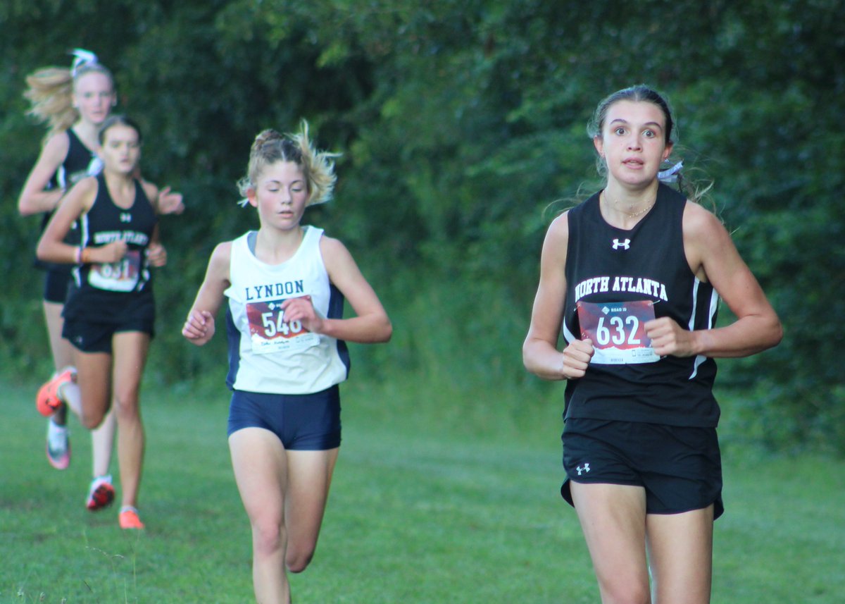 pvaupel's tweet photo. Heidi Heppner, Catherine Townsend, Clara Heppner lead North Atlanta's 1-2-3-4-7 Varsity Girls finish, completing 1st place Varsity sweep at #RunAtTheRock @WHSCartersville. 
@NAWarriors @TheWarriorWire_ @MilesplitGA @OfficialGHSA https://t.co/qUXxd4EruI