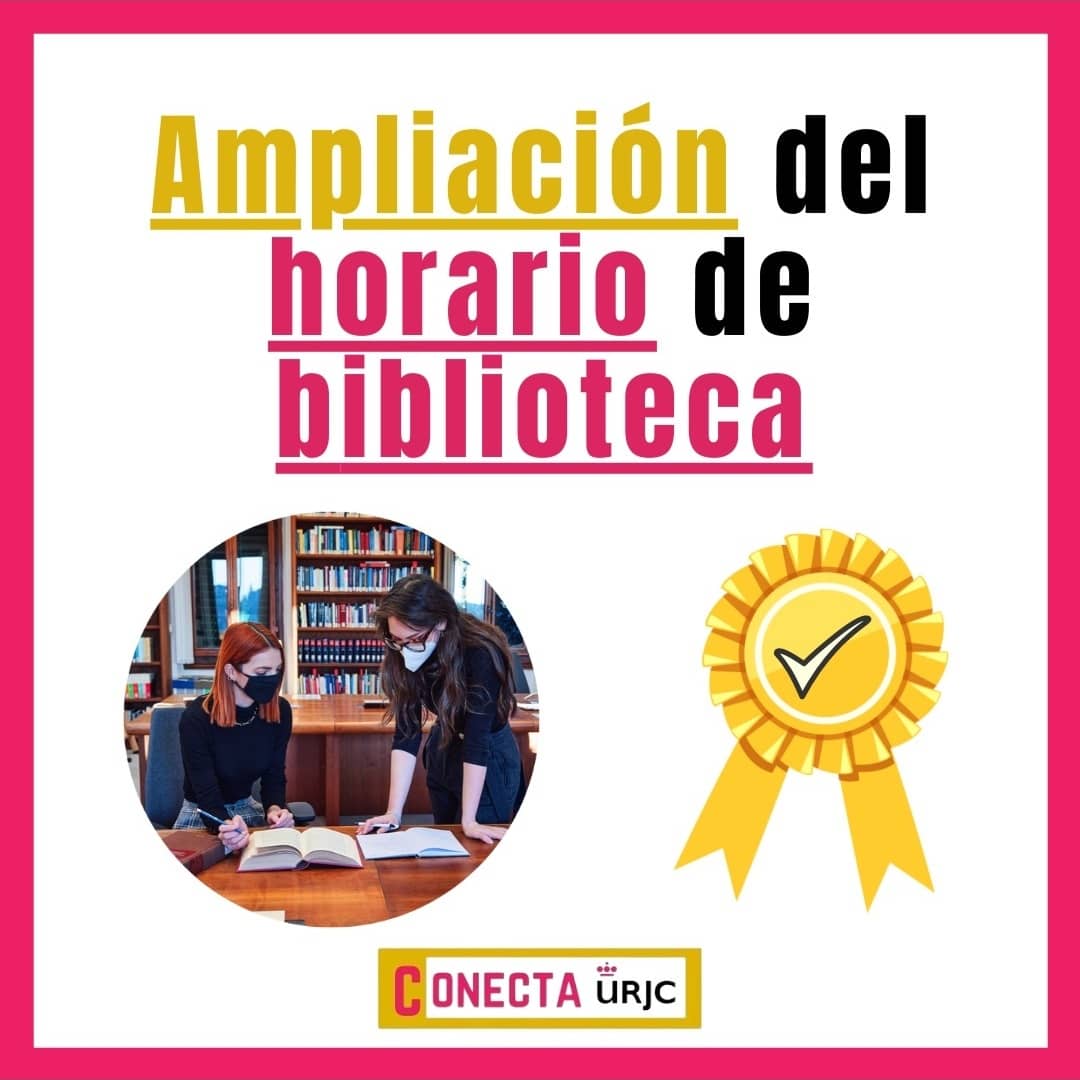 ConectaURJC's tweet photo. El nuevo horario es de 09:00 a 20:30

De ahora en adelante podemos permanecer más tiempo en las bibliotecas de la URJC ⌛

🙌🏿Trabajaremos para seguir ampliando horarios 🙌🏻 https://t.co/fTQmSxta5D