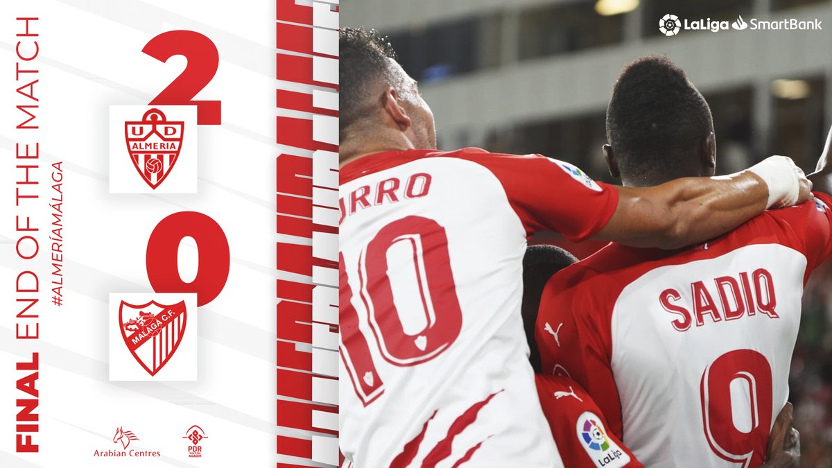 U_D_Almeria's tweet photo. ¡VICTORIA! Un Almería con 10 consigue volver a sumar de 3 en 3.
UD Almería 2-0 Málaga CF
⚽️ Sadiq Umar
⚽️ Chumi
#vamosalmería #UDAradio #almeríamálaga https://t.co/OHe95LUUWg